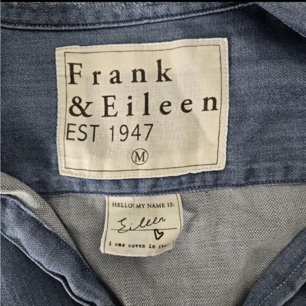 Frank & Eileen Womens Eileen Button Up Top Size M Blue Distressed Denim Shirt - Picture 2 of 10